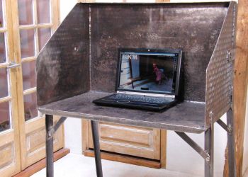 desk from reclaimed tractor bucket by B3KM EcoDesign